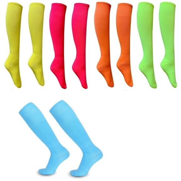 10 Pairs of Neon Color Over Calf Athletic Socks Unisex Knee-High Training Socks