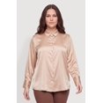 thumbnail image 2 of Women's Plus Size Satin Long Sleeve Button Front Shirt, 2 of 4