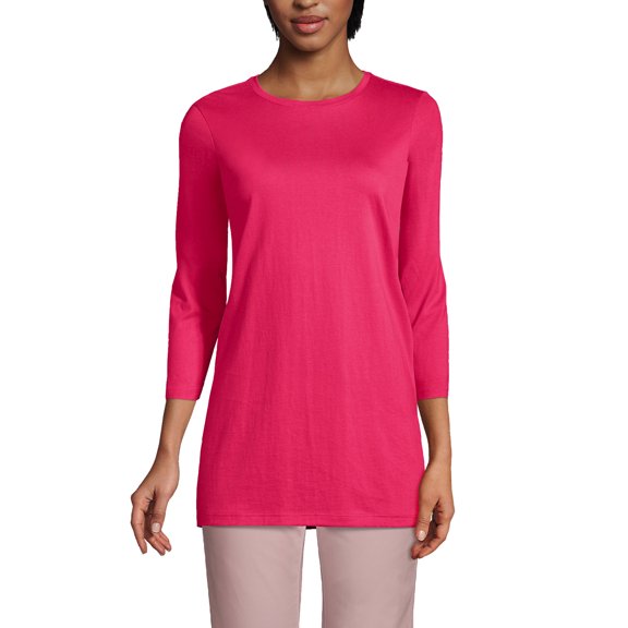 Lands' End Women's Tall 3/4 Sleeve Supima Cotton Crewneck Tunic