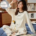 thumbnail image 1 of Conjuntos de pijamas de manga larga para mujer, ropa de dormir informal de dibujos animados, de punto, de algodón, para el hogar, para primavera y otoño, M-XXXL, 1 of 4