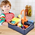 thumbnail image 2 of Fregadero de cocina de 19 piezas, juguete con comida para jugar y platos de juguete que cambian de Color, fregadero de juego con agua corriente, juguetes de cocina para juegos de simulación, 2 of 5