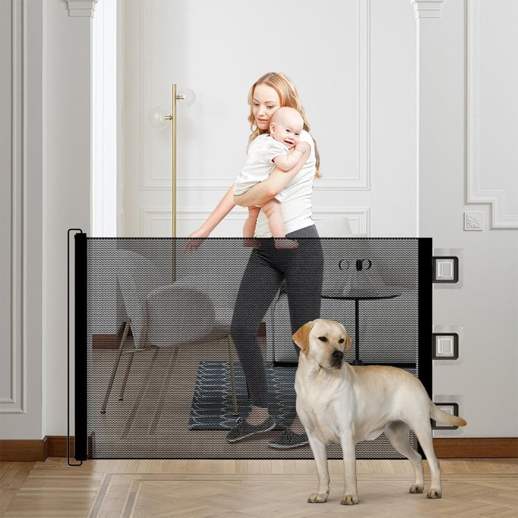 Zeiwohndc Retractable Pet Gate Adjustable Width No Drilling No Tool Doorway Barrier