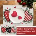thumbnail image 4 of Valentine''s Day Placemats Set of 4, Red Black Love Hearts Eucalyptus Leaves Stripes Dining Table Place Mats, Anniversary Wedding Holiday Kitchen Decor Home Decoration 12 x 18 Inch, 4 of 5
