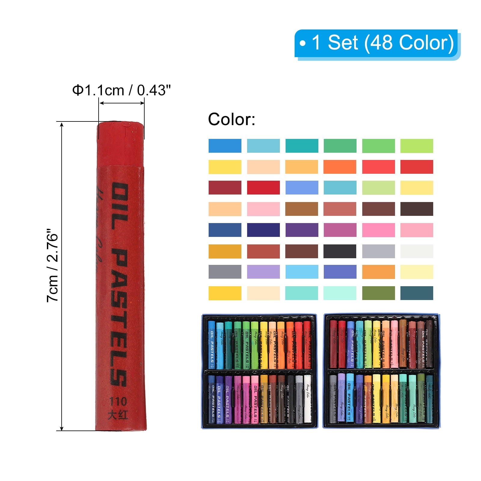 Uxcell 48 Color Oil Pastels, 48 Color Soft Oil Crayons Creamy