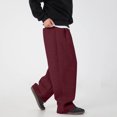 thumbnail image 5 of Men's Baggy Sweatpants Wide Leg Casual Plain Joggers Workout Pants Casual Drawstring Elastic Waist Open Bottom Lounge Soft Workout Athletic Outfits Wine 3XL, 5 of 6