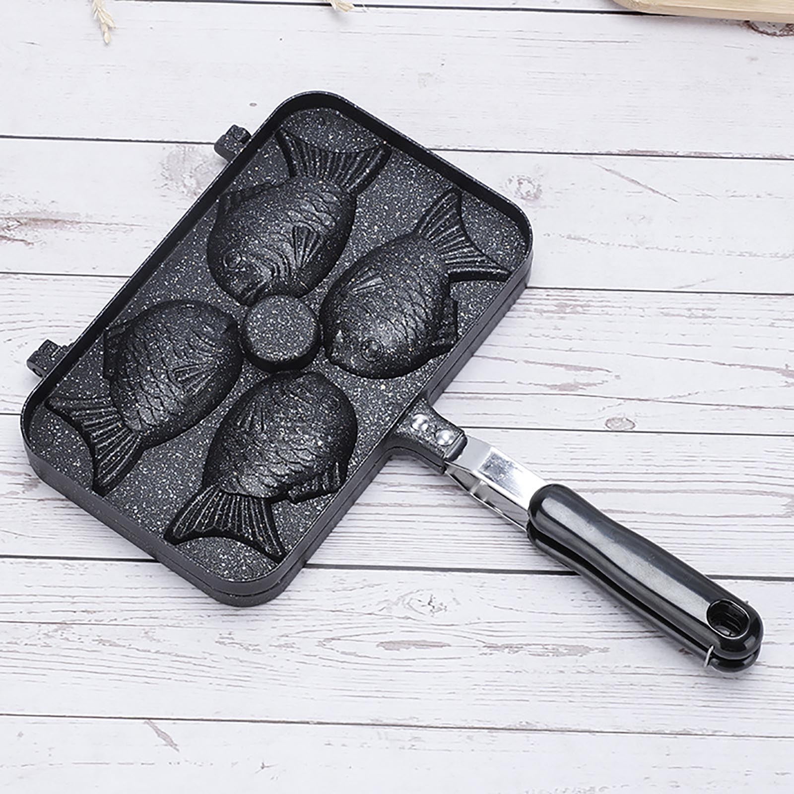 Qholemyo Aluminum Four Fish Shaped Non Stick Double Sided Sea Frying Pan Portable Outdoor Baking Tools Baking Items