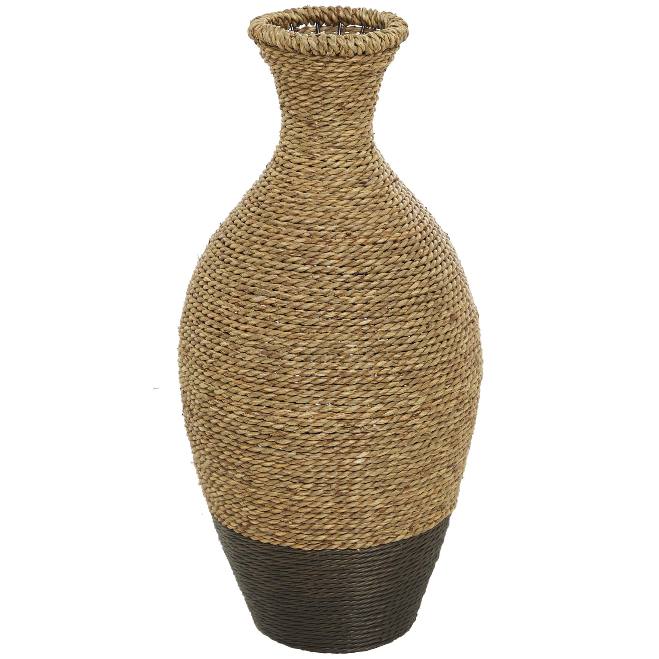 DecMode 21" Handmade Tall Woven Floor Brown Seagrass Vase