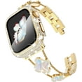 thumbnail image 2 of PINSAI Compatible with Gold Apple Watch Bands 40mm for Women, Jewelry Diamond Rhinestone Stainless Steel Metal Wristband Strap with Bling PC Protective Case for iWatch Series, 2 of 10