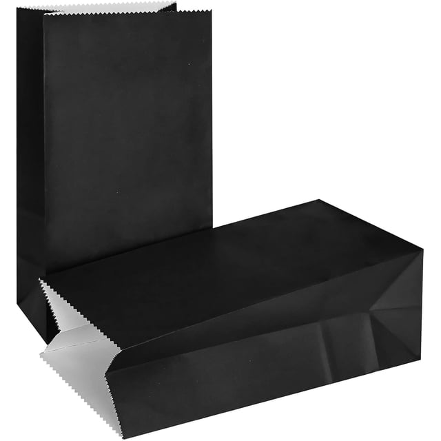 Bolsas de papel pequeñas de colores brillantes, bolsas de regalo de fiesta negras para bodas, baby shower, fiestas de cumpleaños infantiles (negro, 50 unidades, 3,5 x 2,4 x 7,1 pulgadas)