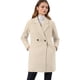 thumbnail image 3 of Abrigos de invierno raglán cruzados con solapa con muesca para mujer Blanco crema S, 3 of 7