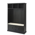 thumbnail image 5 of Stylish Hall Tree, 47.2" Coat Hanger, 3-in-1 Multiple Functions Entryway Bench with 3 Open Storage Shelves, 3 Metal Double Hooks and Shoes Storage Space, for Livingroom Hallway, Black, 5 of 7