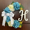 thumbnail image 2 of Corona de Hortensia Azul, decoración de puerta principal, temporada de flores de verano, 14.7 pulgadas, 2 of 8