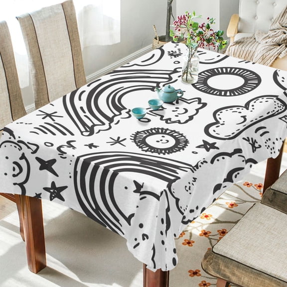 Yayeee Tablecloths for Rectangular Tables 54 x 54 inch Party Table Cover, Rainbows