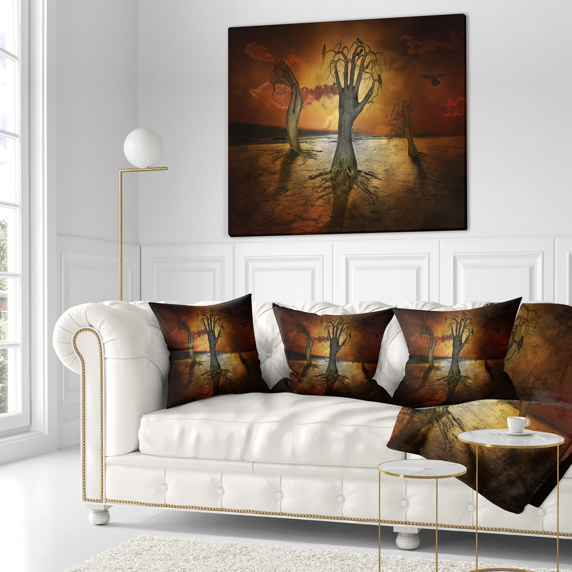 Designart Storage Trees - Abstract Throw Pillow - 16x16