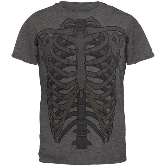 Rib Cage All Over Dark Heather Soft Adult T-Shirt - Medium