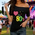 thumbnail image 2 of Bovxnpu Off The Shoulder Tops Oversized T-Shirts Fashionable Lightweight Breathable Basic Summer Tops (Women's or Women's Plus), 2 of 9