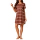thumbnail image 2 of Camisón de noche para mujer INSPIRE CHIC, cuello redondo, mangas cortas, vestido de dormir a rayas, color burdeos, 2 of 6
