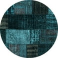 thumbnail image 1 of Ahgly Company Indoor Round Patchwork Light Blue Transitional Area Rugs, 5' Round, 1 of 4