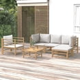 thumbnail image 1 of vidaXL 6 Piece Garden Lounge Set with Light Grey Cushions Bamboo, 1 of 5
