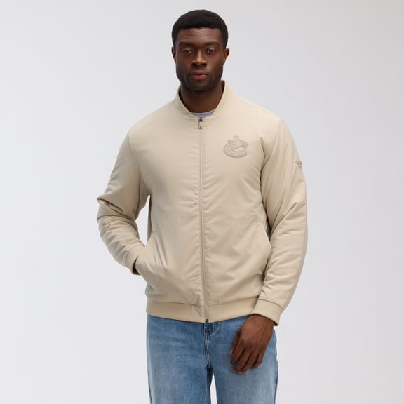 Men's Fanatics Tan Vancouver Canucks Authentic Pro Road Lightweight Full-Zip Bomber Jacket