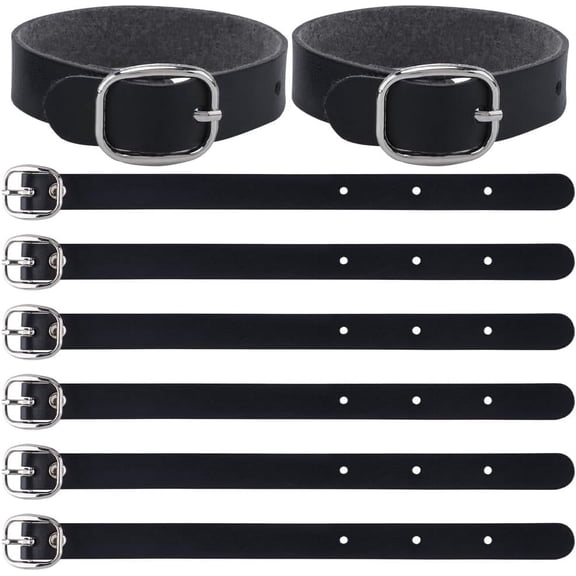 20Pcs Traditional Kilt Extender Strap Black PU Leather Leather Cuff Belt Buckles Adjustable Replacement Extension Stirrup Luggage Straps Women's Belt