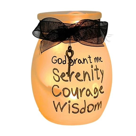 Stony Creek 4.00In Serenity Pre-Lit Small Jar, Glass, Lords Prayer Ribbon Frosted Spi1280