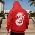 thumbnail image 2 of RUTAYY Men's Hoodie Long Sleeve Drawstring Front Pocket Dragon Graphic Back Print Pullover Sweatshirt Red, 2 of 4