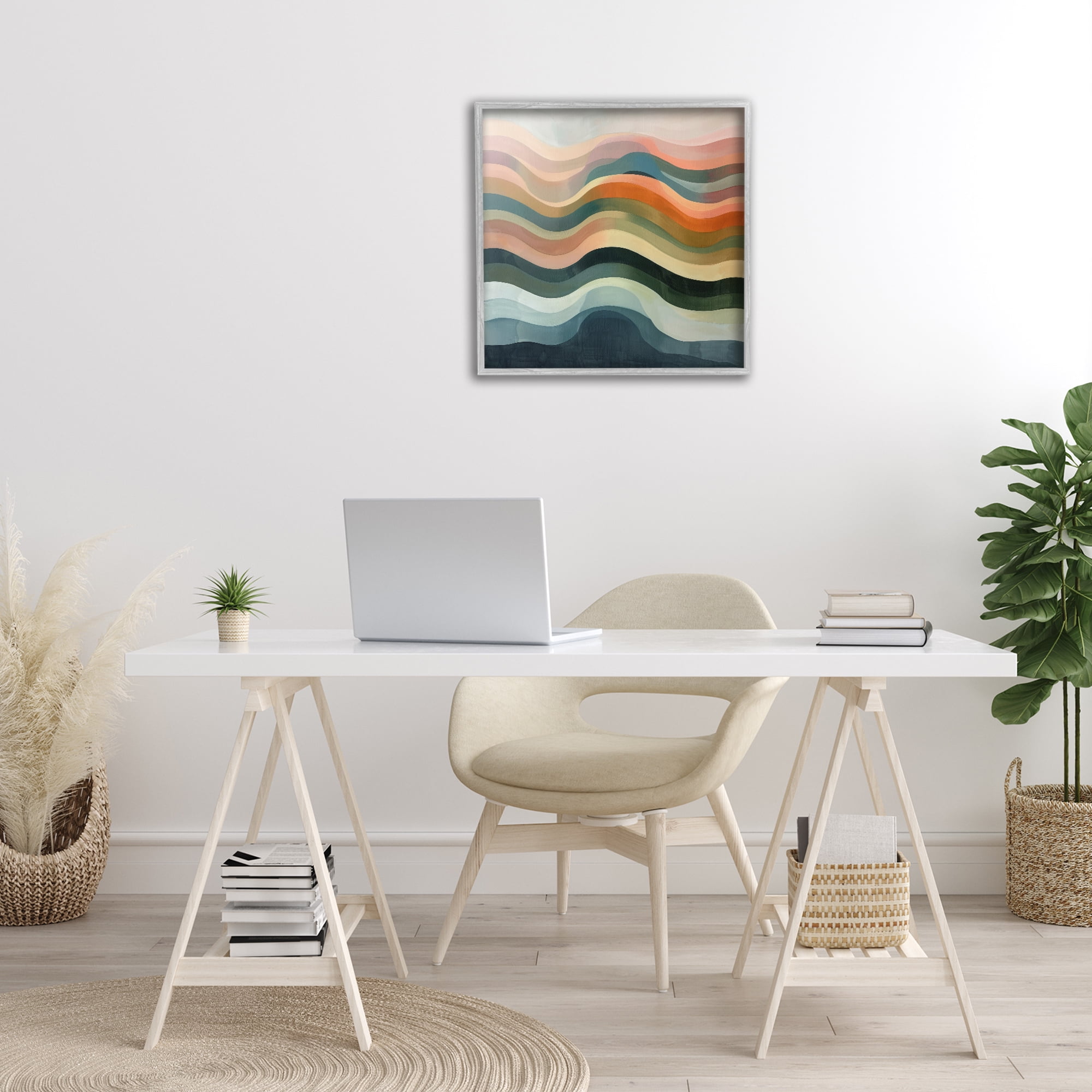 Stupell Industries Fluid Dynamics Pattern Abstract Painting Gray Framed Art Print Wall Art, 24 x 24