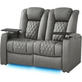 thumbnail image 4 of comfiroom Home Theater Seating Simple Style Top Grain Nappa Leather Loveseat Recliners Chair Dual Power Movie Gaming Sofa Chair Electric Headrest with Tray Table Type-C USB Charger, 4 of 13