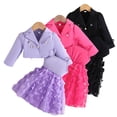 thumbnail image 3 of Chenyin Toddler Baby Girls 2PCS Outfit Fashion Long Sleeve Short Jacket + Halter Dress Two-Piece Set Spring Fall Clothing for 12 Months - 5 Years, 3 of 9