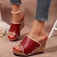 thumbnail image 5 of Dakaela Women's Platform Wedge Sandals Comfortable Open Toe Cork Wdges Slides Leather Dressy Casual Summer Beach Shoes Red Size 6.5, 5 of 9