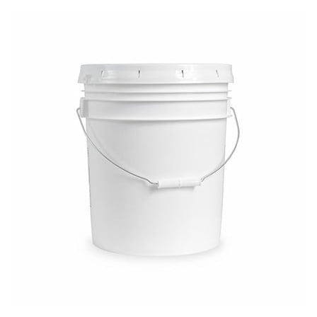 5 Gallon White Plastic Buckets with Lids & Handles - Set of 6 - Food Grade HDPE - Heavy Duty - .09" Thick - All Purpose Utility Pails