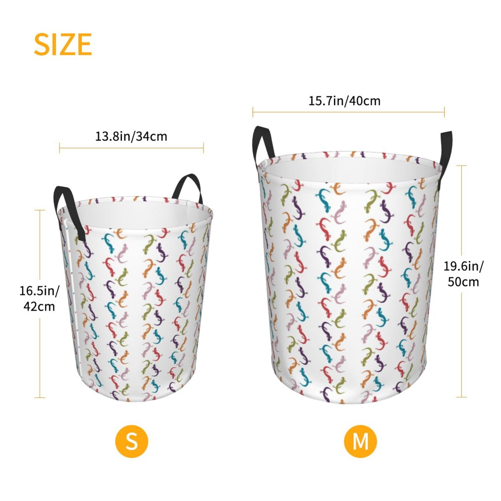 Large Laundry Basket with Handles - Colorful Cute Gecko Lizard_B Kids Baby Dirty Clothes Laundry Hamper for Bedroom Aesthetic