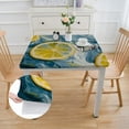 thumbnail image 2 of Awypu Lemonade Bliss on Abstract Art Slate Blue Paint Background Square Fitted Table Cloths 100% Polyester Table Cloth white, 2 of 8