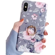 iPhone Xs Case,iPhone X Case Marble Cute Fashion for Women Girls Men with 360 Degree Rotating Ring Kickstand Soft TPU Shockproof Cover Designed for iPhone X/XS 5.8" Bling Pink Marble