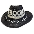 thumbnail image 2 of Harmtty Bride Hollow Cowboy Hat for Women Summer Handwoven Straw Hat Beach Vacation Sunshade Cap for Outdoor Travel, 2 of 7