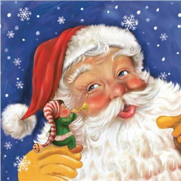 Vintage Christmas Napkins SANTA AND ELF 40pcs Christmas Paper Napkins Lunch, Christmas Paper Napkins for Decoupage