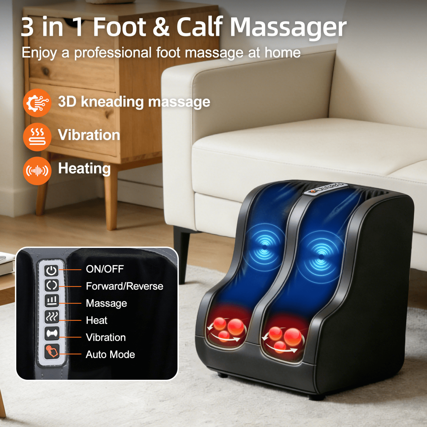 Portable Massage Mat with Shiatsu Kneading & Vibration, 3-in-1 Back Neck Calf Massager with Heating for Full Body Relief, Home Office Massage Cushion with Remote Control & Adjustable Modes