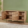 thumbnail image 2 of Modern Farmhouse 3 Door Storage Cabinet, Wooden Boho Style Carved Texture Coffee Bar Table, Sideboard Buffet Cabinet For Dining Room Entryway Kitchen Living Room, 2 of 9