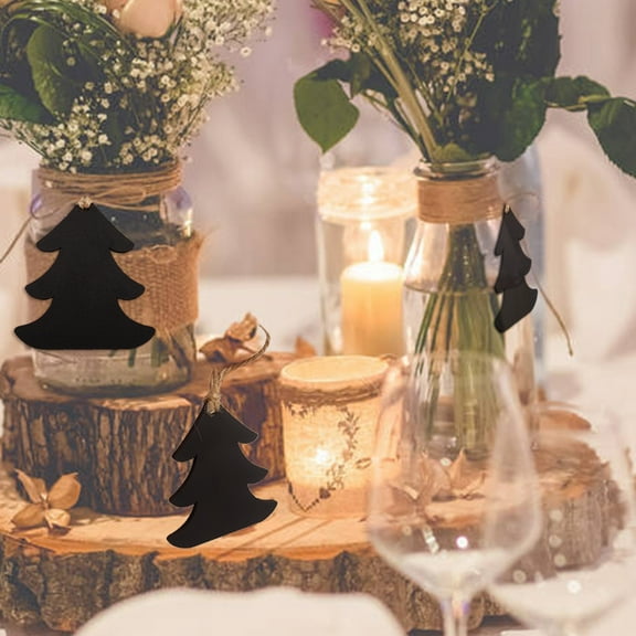 FRCOLOR Black Wooden Chalkboard Tags Double Sided for Home and Party Decoration