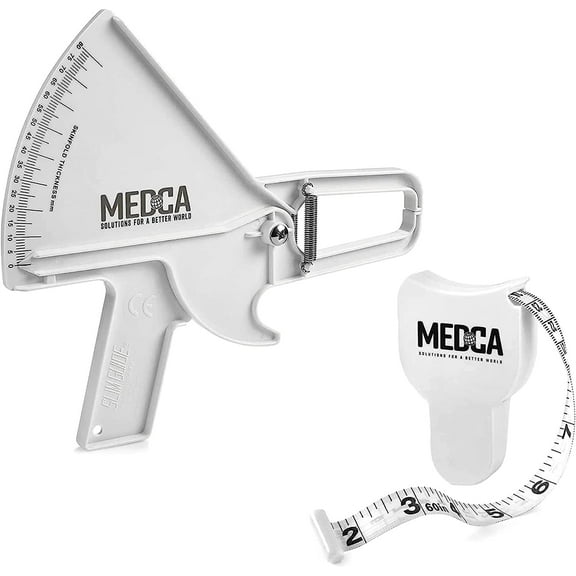 MEDca Pro Skinfold Caliper & Body Measurement Tape Precision Unisex Body Fat Tool - Plastic
