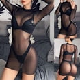 thumbnail image 3 of Ropa interior sexy bikini manga larga perspectiva sexy traje de baño mujer comercio exterior talla grande verano, 3 of 6