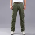 thumbnail image 2 of Pantalones cargo para hombre, multibolsillos, para exteriores, para hombre, multibolsillos, para senderismo, estilo coreano, color caqui, nuevos, de estilo largo, 2 of 5