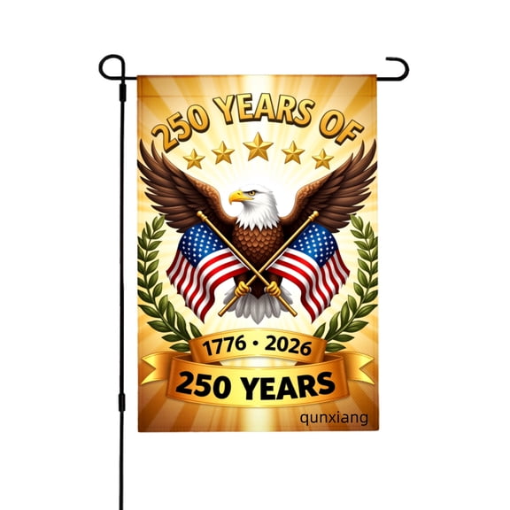 Amhnf 250 Years Of American Independence Eagle Flag With Stars And Stripes 1776 2026 For Home Outdoor Garden Yard Decor 12x18 inch