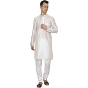 Royal Kurta Mens Silk Blend Solid Kurta Pyjama Beige