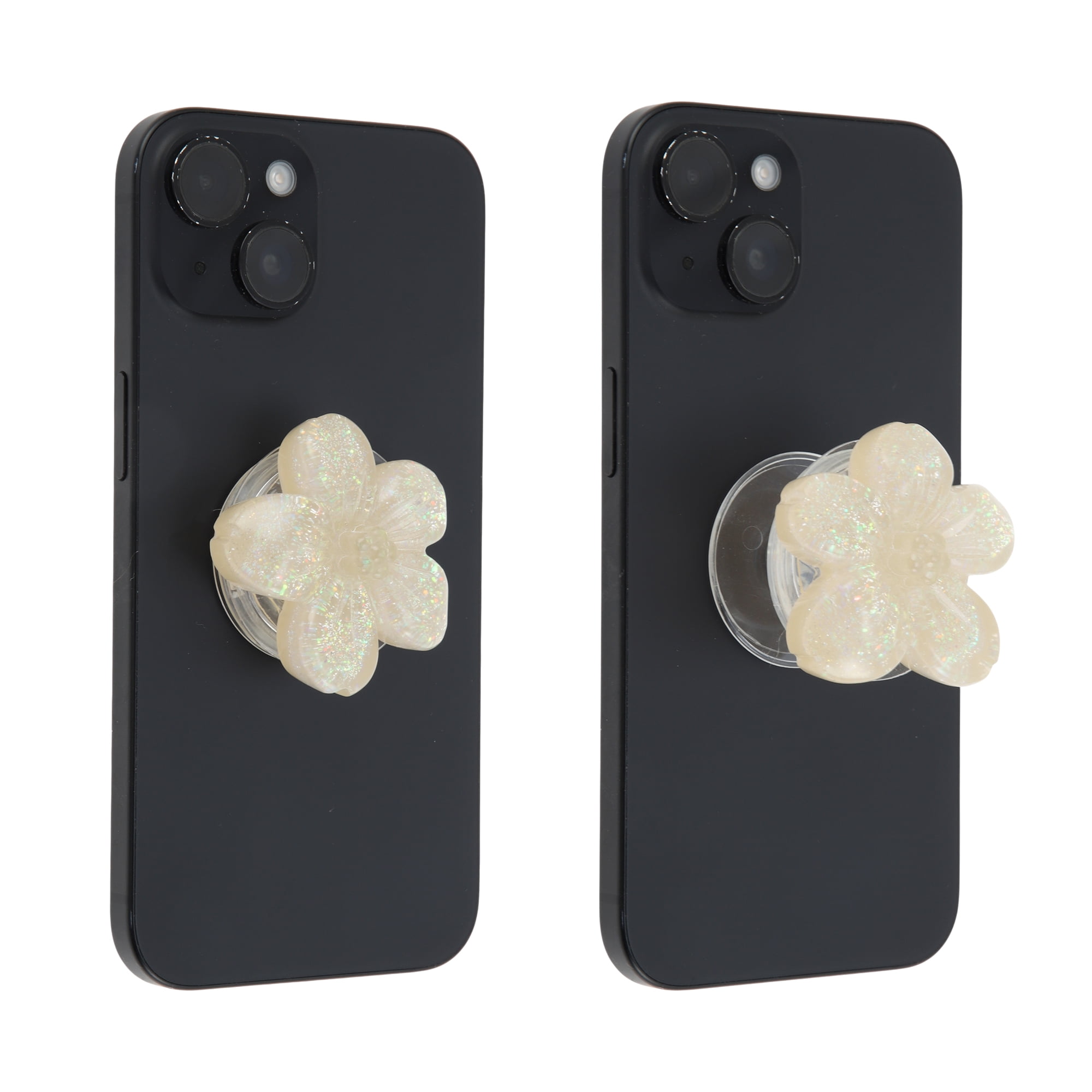 Unique Bargains Flower Morandi Glitter Phone Grip 1 Pc Gray