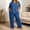 Blue, variant on NominalSnug Womens Plus Size Pajamas Sets Short Sleeve V Neck Top Wide Leg Pants with Pockets Soft Ladies Loungewear