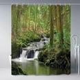 thumbnail image 2 of Forest Waterfall Shower Curtain Nature Scenic Green Tree Tropical Jungle Rainforest River Stone Landscape Fabric Bathroom Decor Set with Hooks, 2 of 6