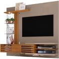 thumbnail image 1 of Moveis Mueble para TV y Panel Soporte de TV Colgante para Pantalla de hasta 55” Modelo Frizz con Diseño Moderno y Entrepaños de Vidrio Laterales Color Fendi / Natural, 1 of 5