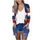 thumbnail image 2 of Cárdigan de moda para mujer, informal, de manga larga, estampado, con bolsillos, blusa de poliéster, 2 of 5